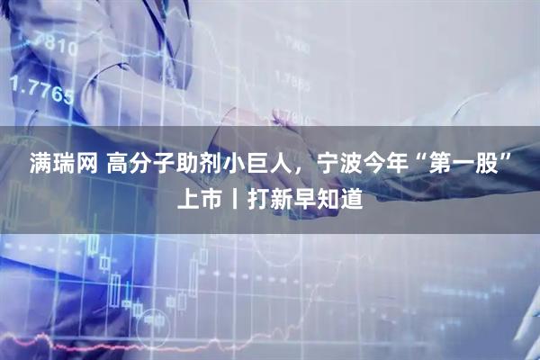 满瑞网 高分子助剂小巨人,宁波今年“第一股”上市丨打新早知道