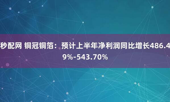 秒配网 铜冠铜箔：预计上半年净利润同比增长486.49%-543.70%